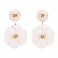 flower dangle earrings boho layered floral petal drop earrings statement stud earring for women girls (white)