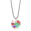 Flower Pattern Heart Shaped Oblate Glaze Necklace (Assorted Color)