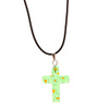 Flower Pattern Mini Cross Glaze Necklace (Assorted Color)