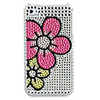 Flower Pattern Protective PVC Case with Crystals Cover for iPhone 4,  4S