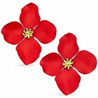 flower petal statement stud earrings for women (flame)