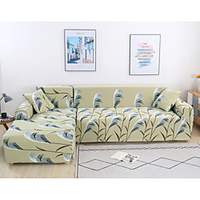 Flower Print 1-Piece Sofa Cover Couch Cover Furniture Protector Soft Stretch Slipcover Spandex Jacquard Fabric Super Fit for 1~4 Cushion Couch and L Shape Sofa, Easy to Install(1 Free Cushion Cover