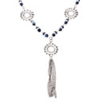 Flower Ring Crystal Metal Necklace