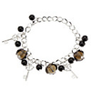 Flower Shape Coloured Glaze with Glass Bead and Key Bracelet