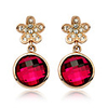 Flower-Shaped Crystal Pendant Earrings