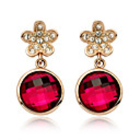 Flower-Shaped Crystal Pendant Earrings