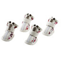 Flower Style Waterproof Non-Slip Zip and Velcro Paw Boots for Dogs (XS - XXXL,  White)