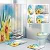Flowers In Water Pattern PrintingBathroom Shower Curtain Leisure Toilet Four-Piece Design
