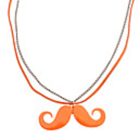 Fluorescent Moustache Leather Necklace