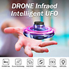 Flynova Flying Spinning Athletic Decompression Toy Gyro Rotator Drone UFO LED Fidget Finger Spinner Rotary Toy Hand Mini Flying Toy Child Christmas Gift