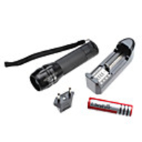 Focus Adjustable Zoom 3-Mode Cree Q5 LED Flashlight Set (3W,  200LM,  1x18650,  3xAAA)