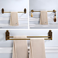 Foldable Bathroom Towel Shelf,  1-2 Layers Multifunction Antique Hardware Accessory Set with Carved Paterns,  Aluminum,  3 Styles,  60.1cm,  61.2cm,  61.5cm - Wall Mounted