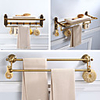 Foldable Bathroom Towel Shelf,  2 Layers Multifunction Antique Hardware Accessory Set with Carved Paterns,  Aluminum,  3 Styles,  60cm,  60.5cm,  61.7cm - Wall Mounted
