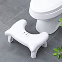 Foldable Plastic Toilet Stool,  Portable Step Stool for Bath Decor, Toilet Squat Step Stool White