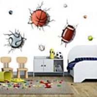 Football / 3D Wall Stickers Plane Wall Stickers / Holiday Wall Stickers Decorative Wall Stickers,  PVC Home Decoration Wall Decal Wall / Window Decoration 1pc