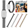 For Apple Watch Stainless Steel Seven Beads Two Rows of Diamonds Bracelet Strap 38/40mm 42/44mm
