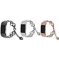 For Fitbit Charge 2 Luminous Bead Watch Strap Jewelry Metal Wristband