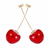 for her 18k gold cherry stud earrings for women girl girlfriend wife family (large red)