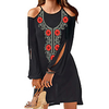 foreign trade 2021 spring and summer new style wish european and american ethnic style floral print v-neck strapless long-sleeved stitching dress miniinthebox