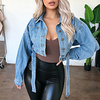 foreign trade source independent station new style loose waist denim jacket women short denim jacket (with belt) miniinthebox