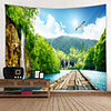 Forest Waterfall Bridge Digital Printed Tapestry Classic Theme Wall Decor 100% Polyester Contemporary Wall Art Wall Tapestries Decoration