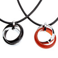 Forever Heart Stainless Agate Couple Necklace