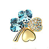 Four-leaf Clover Crystal Brooch (Golden)