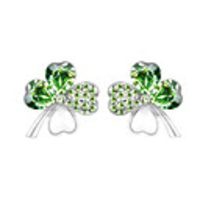 Four Leaf Clover Crystal Silver Plated Alloy Zircon Earrings