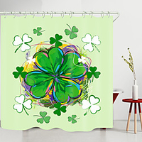 Four-Leaf Clover Digital Printing Shower Curtain Shower Curtains Hooks Modern Polyester New Design