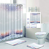 Four Pieces Of Digital Printing Shower Curtains Hooks Modern Polyester Machine Made Waterproof Bathroom
