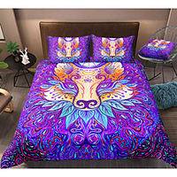Fox Print 3-Piece Duvet Cover Set Hotel Bedding Sets Comforter Cover with Soft Lightweight Microfiber,  Include 1 Duvet Cover,  2 Pillowcases for Double/Queen/King(1 Pillowcase for Twin/Single)