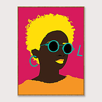 Framed Art Pop Cartoon Canvas Printing Modern Fashion Beautiful Africa Girl PS Oil Painting Wall Art Suitable for Living Room Decoration Ready To Hang 1 Piece