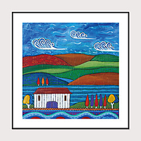 Framed Art Print Abstract Oil painting Pastoral Scenery Wall Art Modern Home Decoration Ready To Hang