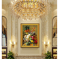 Framed Art Print American Style Restaurant Wine Cabinet Decorative Painting Atmosphere Flowers European Painting Realistic Vase Hanging Painting