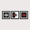 Framed Art Print Framed Set 3 - Abstract Black And White Red Flowers PS Illustration Wall Art Ready To Hang