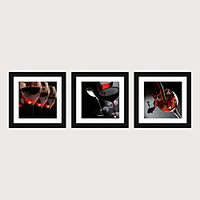 Framed Art Print Framed Set 3 - French Romantic Wine Glass PS Illustration Wall Art
