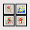 Framed Art Print Framed Set 4 American Style Pastoral Decorative Painting French Style Dining room Fresco Porch Bedroom Bedside Abstract Flowers Hanging Pictures