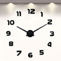 Frameless DIY Wall Clock,  3D Wall Clock Large Mute Wall Stickers for Living Room Bedroom Home Decorations (Black)