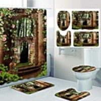 Fresh Garden Pattern PrintingBathroom Shower Curtain Leisure Toilet Four-Piece Design