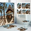 Fresh Seaside Pattern PrintingBathroom Shower Curtain Leisure Toilet Four-Piece Design