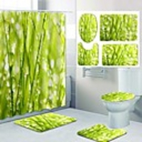 Fresh Seaside Pattern PrintingBathroom Shower Curtain Leisure Toilet Four-Piece Design