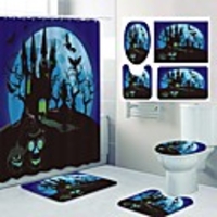 Fresh Seaside Pattern PrintingBathroom Shower Curtain Leisure Toilet Four-Piece Design