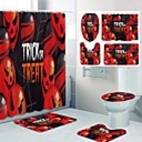 Fresh Seaside Pattern PrintingBathroom Shower Curtain Leisure Toilet Four-Piece Design