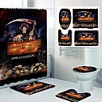 Fresh Seaside Pattern PrintingBathroom Shower Curtain Leisure Toilet Four-Piece Design
