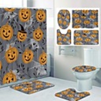 Fresh Seaside Pattern PrintingBathroom Shower Curtain Leisure Toilet Four-Piece Design