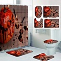 Fresh Seaside Pattern PrintingBathroom Shower Curtain Leisure Toilet Four-Piece Design