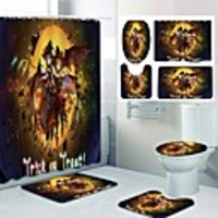 Fresh Seaside Pattern PrintingBathroom Shower Curtain Leisure Toilet Four-Piece Design