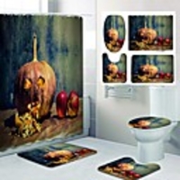 Fresh Seaside Pattern PrintingBathroom Shower Curtain Leisure Toilet Four-Piece Design