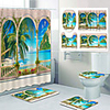 Fresh Seaside Pattern PrintingBathroom Shower Curtain Leisure Toilet Four-Piece Design