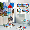 Fresh Seaside Pattern PrintingBathroom Shower Curtain Leisure Toilet Four-Piece Design
